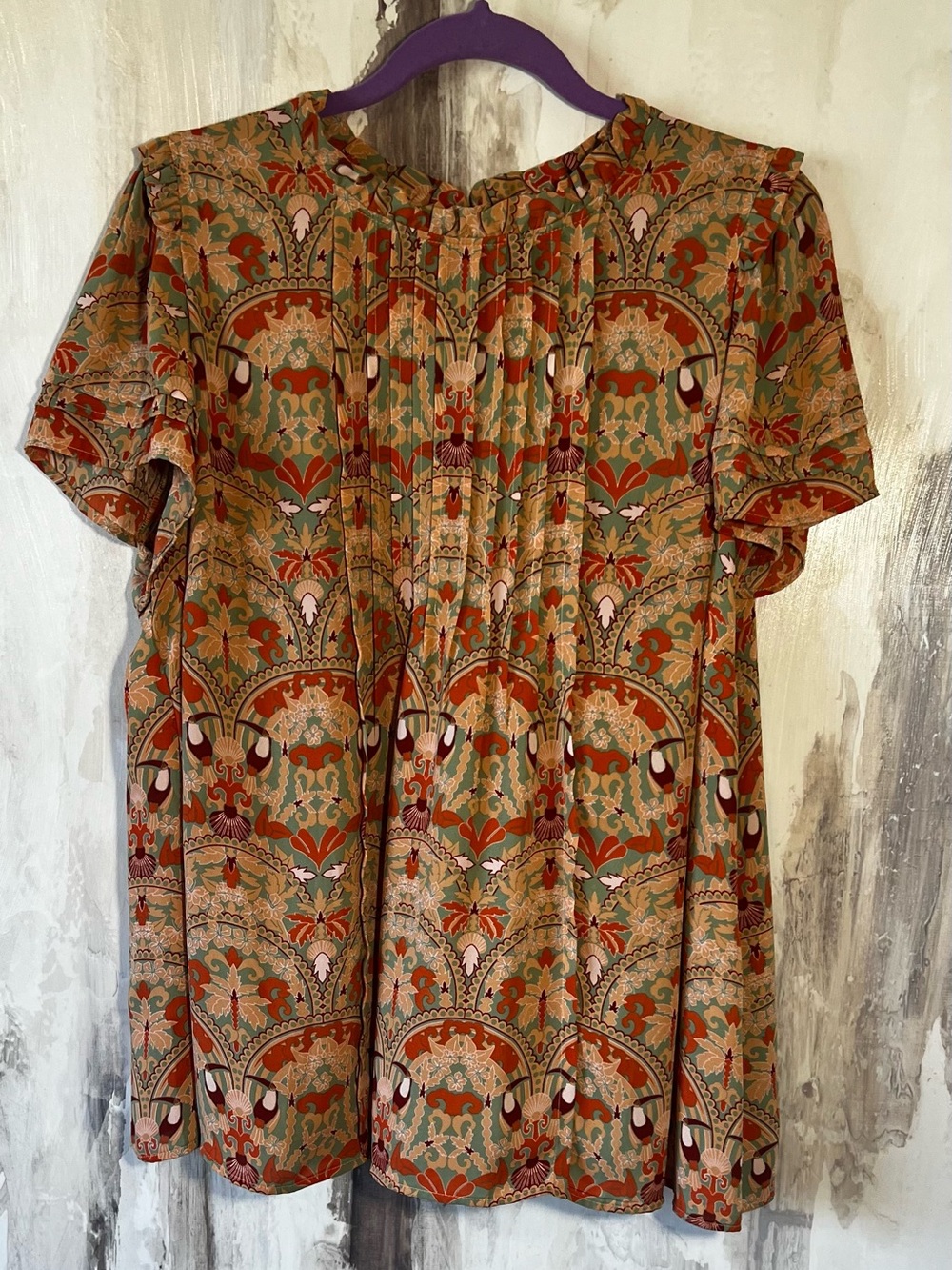 Rose + Olive Boho Print Shirt size 1X